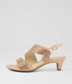Women SUPERSOFT Comfort|Heels-Drews Pale Gold Jewels Sandals