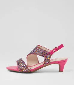 Women SUPERSOFT Comfort|Heels-Drews Rainbow Fuchsia Jewels Sandals