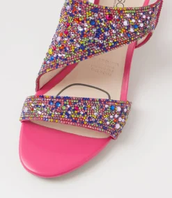 Women SUPERSOFT Comfort|Heels-Drews Rainbow Fuchsia Jewels Sandals