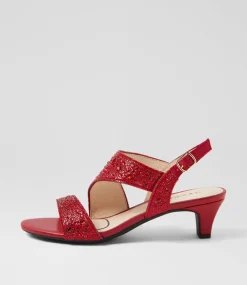Women SUPERSOFT Comfort|Heels-Drews Red Jewels Sandals