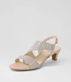 Women SUPERSOFT Comfort|Heels-Drews Silver Nude Jewels Sandals