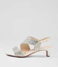 Women SUPERSOFT Comfort|Heels-Drews Silver White Jewels Sandals