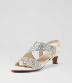 Women SUPERSOFT Comfort|Heels-Drews Silver White Jewels Sandals