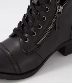 Women COLORADO Boots|Comfort-Durango Black Leather Suede Lace Up Boots