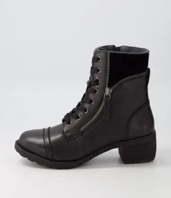 Women COLORADO Boots|Comfort-Durango Black Leather Suede Lace Up Boots