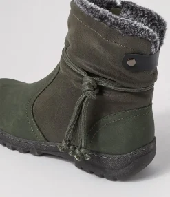 Women I LOVE BILLY Boots-Duzzel Olive Multi Ankle Boots