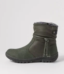 Women I LOVE BILLY Boots-Duzzel Olive Multi Ankle Boots