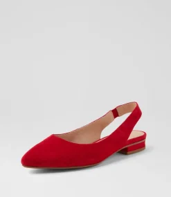 Women DIANA FERRARI Flats-Dyani Red Suede Flat Shoes
