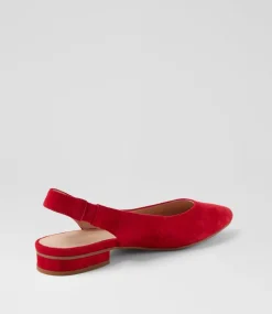 Women DIANA FERRARI Flats-Dyani Red Suede Flat Shoes