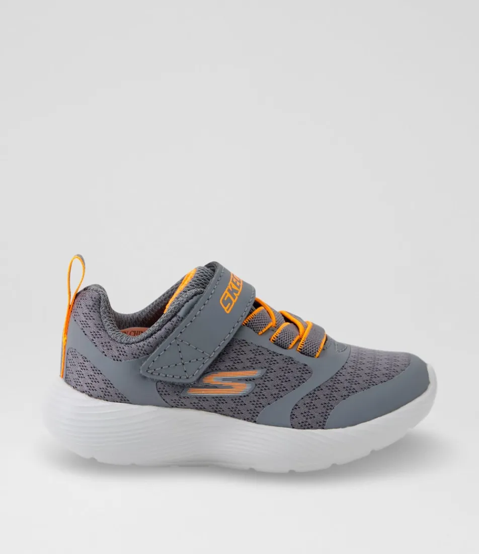 SKECHERS Sport School Shoes-Dyna Lite Toddler Charcoal Orange Fabric Sneakers