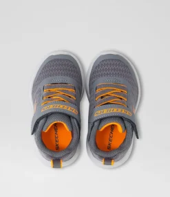 SKECHERS Sport School Shoes-Dyna Lite Toddler Charcoal Orange Fabric Sneakers