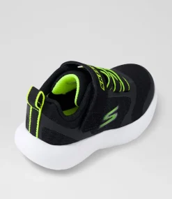 SKECHERS Sport School Shoes-Dyna Toddler Black Lime Fabric Sneakers