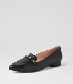 Women DIANA FERRARI Loafers|Flats-Dysin Black Leather Loafers