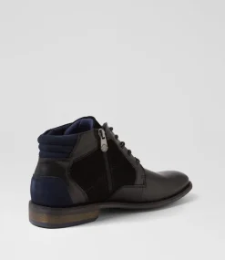 COLORADO Boots|Casuals-Eagles Black Leather Lace Up Boots