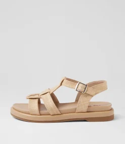 Women I LOVE BILLY Flats|Sandals-Earlan Natural Fabric Sandals