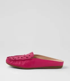 Women DIANA FERRARI Flats-Ebbenie Dark Fuchsia Leather Flat Shoes