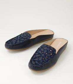 Women DIANA FERRARI Flats-Ebbenie Navy Leather Flat Shoes