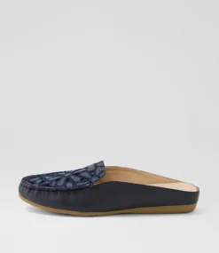 Women DIANA FERRARI Flats-Ebbenie Navy Leather Flat Shoes