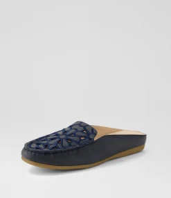 Women DIANA FERRARI Flats-Ebbenie Navy Leather Flat Shoes