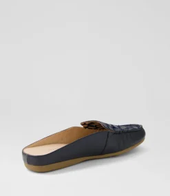 Women DIANA FERRARI Flats-Ebbenie Navy Leather Flat Shoes