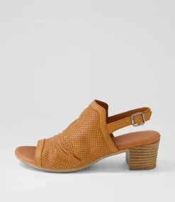 Women DIANA FERRARI Heels|Sandals-Eches Tan Leather Sandals