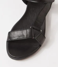 Women DIANA FERRARI Flats|Sandals-Echos Black Leather Sandals