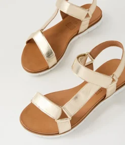 Women DIANA FERRARI Flats|Sandals-Echos Pale Gold Leather Sandals