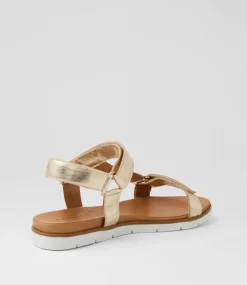 Women DIANA FERRARI Flats|Sandals-Echos Pale Gold Leather Sandals