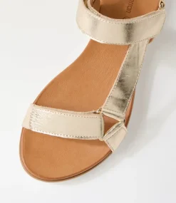 Women DIANA FERRARI Flats|Sandals-Echos Pale Gold Leather Sandals