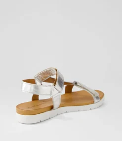 Women DIANA FERRARI Flats|Sandals-Echos Silver Leather Sandals