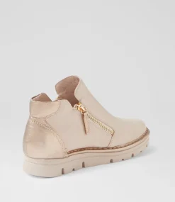 Women TOP END Boots-Edda Nougat Champagne Leather Ankle Boots
