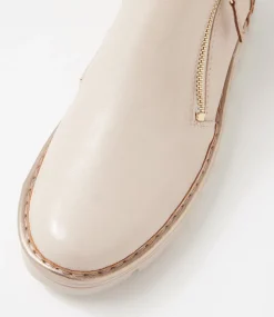 Women TOP END Boots-Edda Nougat Champagne Leather Ankle Boots