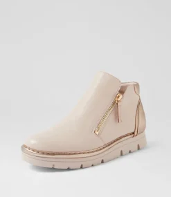 Women TOP END Boots-Edda Nougat Champagne Leather Ankle Boots