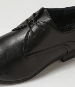 C88 by COLORADO Dress Shoes-Eddie Black Smooth Lace Up Flats