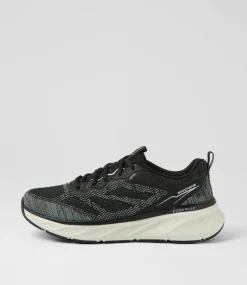Women SKECHERS Sneakers-Edgeride Black Lavendar Fabric Sneakers