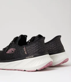 Women SKECHERS Sneakers-Edgeride Black Pink Fabric Sneakers