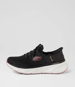 Women SKECHERS Sneakers-Edgeride Black Pink Fabric Sneakers