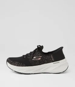 Women SKECHERS Sneakers-Edgeride Black Rose Gold Mesh Sneakers