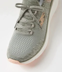Women SKECHERS Sneakers-Edgeride Green Orange Fabric Sneakers