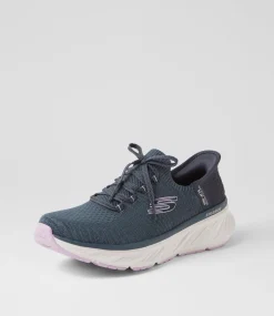 Women SKECHERS Sneakers-Edgeride Navy Lavendar Fabric Sneakers