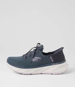 Women SKECHERS Sneakers-Edgeride Navy Lavendar Fabric Sneakers