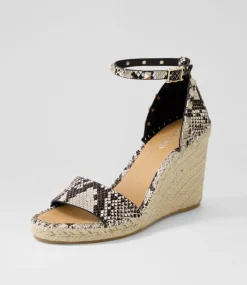 Women TOP END Espadrilles|Wedges-Edwina Black Natural Snake Sandals