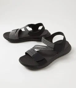 Women I LOVE BILLY Flats|Sandals-Edwyna Black Elastic Sandals