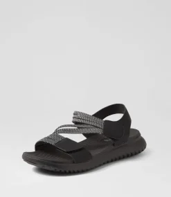 Women I LOVE BILLY Flats|Sandals-Edwyna Black Elastic Sandals