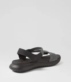 Women I LOVE BILLY Flats|Sandals-Edwyna Black Elastic Sandals