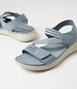 Women I LOVE BILLY Flats|Sandals-Edwyna Denim Elastic Flat Sandals