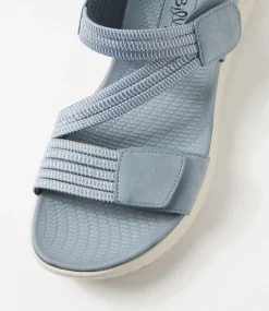Women I LOVE BILLY Flats|Sandals-Edwyna Denim Elastic Flat Sandals