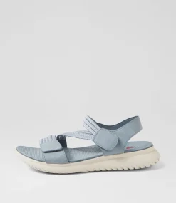 Women I LOVE BILLY Flats|Sandals-Edwyna Denim Elastic Flat Sandals