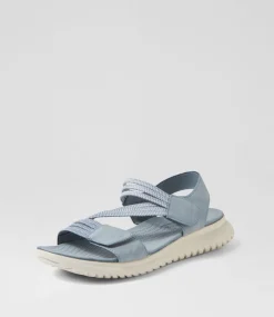 Women I LOVE BILLY Flats|Sandals-Edwyna Denim Elastic Flat Sandals