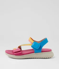 Women I LOVE BILLY Flats|Sandals-Edwyna Fuchsia Bright Multi Elastic Sandals